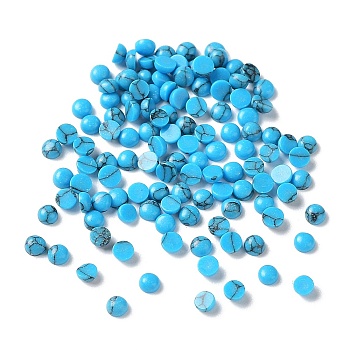 Synthetic Blue Turquoise Cabochons, Half Round/Dome, 2x1mm
