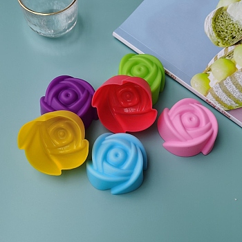 Rose DIY Food Grade Silicone Molds, Fondant Molds, for Chocolate, Candy, UV Resin & Epoxy Resin Craft Making, Mixed Color, 52x49x27mm