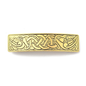 Viking Knot Alloy Retro Hair Barrettes, Hair Accessories for Women & Girls, Rectangle, Antique Golden, 82x20.5x10.5mm