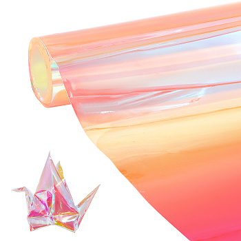 CRASPIRE Iridescent PVC Vinyl Laser Film Paper, with Dazzling Magic Mirror Effect, for Decorate Wedding Handmade Props, Plum, 300x0.1mm, 1m/roll