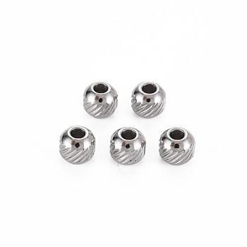 201 Stainless Steel Beads, Column, Cadmium Free & Nickel Free & Lead Free, Rondelle, Stainless Steel Color, 6x5.5mm, Hole: 2mm