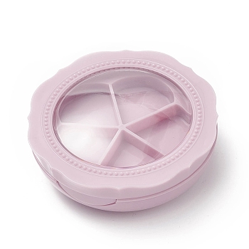 5 Compartments Plastic Empty Eyeshadow Case Box, Makeup Container for Eye Shadow, Pink, 7.2x7.15x2.85cm