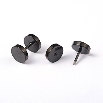 Flat Round 304 Stainless Steel Barbell Cartilage Earrings, Screw Back Earrings, Hypoallergenic Earrings, Gunmetal, 11x8mm, Pin: 1mm