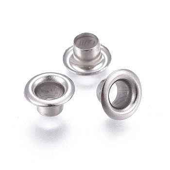 European Style 201 Stainless Steel Eyelet Core, Grommet for Large Hole Beads, Flat Round, Stainless Steel Color, 8x4.5mm, Hole: 4mm
