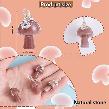 Natural Strawberry Quartz  Pendants(PALLOY-SW0004-02)-2