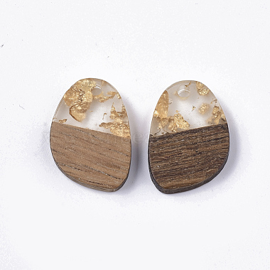 Transparent Resin & Walnut Wood Pendants(X-RESI-Q210-006A-A01)-2