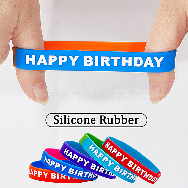 30Pcs 5 Colors Word HAPPY BIRTHDAY Silicone Cord Bracelets Set Wristband(BJEW-GF0001-14A)-6