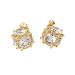 Brass Micro Pave Cubic Zirconia Pendants, Cube Shape Charms, Lead Free & Cadmium Free, Long-Lasting Plated, Rack Plating, Golden, 13.5x10x10.5mm, Hole: 4x2.5mm(KK-L256-29G)