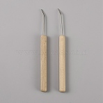 Stainless Steel Knitting Loom Hook, with Wood Handle, BurlyWood, 150x10mm(TOOL-WH0166-063)