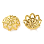 Brass Bead Caps, Flower, Cadmium Free & Lead Free, Rack Plating, Long-Lasting Plated, Real 18K Gold Plated, 11x4mm, Hole: 1.2mm(KK-C260-12G)