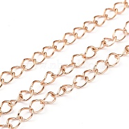 Ion Plating(IP) 304 Stainless Steel Curb Chain, Soldered, with Spool, Oval, Rose Gold, 4x3x0.5mm, 82 Feet(25m)/roll(CHS-H031-05RG)