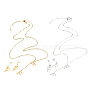 304 Stainless Steel Jewelry Sets, Cable Chains Pendant Necklaces and Stud Earrings, with Lobster Claw Clasps and Ear Nuts, Alphabet, Golden & Stainless Steel Color, Letter.F, 17.71 inches(45cm),  11x8x0.5mm, Pin: 0.8mm(SJEW-H303-F)