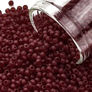 TOHO Round Seed Beads, Japanese Seed Beads, (5DF) Garnet Transparent Matte, 11/0, 2.2mm, Hole: 0.8mm, about 1103pcs/10g(X-SEED-TR11-0005DF)