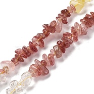 Natural Quartz Crystal & Lemon Quartz & Strawberry Quartz Beads Strands, Chip, 4~17x4~10x1~8mm, Hole: 0.8~1mm, about 15.35~16.14 inch(39~41cm)(G-L610-A10-01)