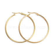 201 Stainless Steel Big Hoop Earrings, with 304 Stainless Steel Pins, Ring Shape, Golden, 45.5x2mm, 12 Gauge, Pin: 1x0.7mm(EJEW-I245-20E)