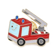 Cartoon Vehicle Theme Enamel Pin, Light Gold Alloy Brooch for Backpack Clothes, Crane, FireBrick, 26x28.5x1.5mm(JEWB-P022-C02)