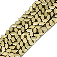 Electroplate Non-magnetic Synthetic Hematite Beads Strands, Arrows, Real 18K Gold Plated, 3x4x4mm, Hole: 0.9mm, about 133~138pcs/strand, 15.75 inch(40cm)(X-G-S352-76)