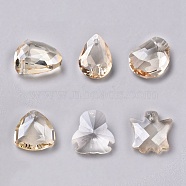 Transparent Glass Pendants, Faceted, Mixed Shapes, Clear, 18~18.3x13~18x6~11mm, Hole: 1.4~1.6mm(GLAA-XCP0011-22)