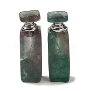 Natural Fluorite Dropper Perfume Bottle, with Stainless Steel Color Tone 304 Stainless Steel Findings, SPA Aromatherapy Essemtial Oil Empty Bottle, 2.35~2.4x2.4~2.45x8.1~8.4cm(DJEW-H010-01P-03)