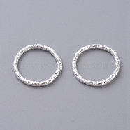 Iron Textured Jump Rings, Open Jump Rings, for Jewelry Making, Silver Color Plated, 18 Gauge, 12x1mm, Inner Diameter: 10mm(X-IFIN-D086-03-S)