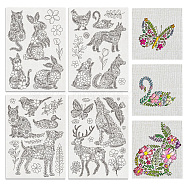 4 Sheets 11.6x8.2 Inch Stick and Stitch Embroidery Patterns, Non-woven Fabrics Water Soluble Embroidery Stabilizers, Animals, 297x210mmm(DIY-WH0455-174)