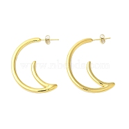 Ion Plating(IP) 304 Stainless Steel Stud Earrings, Real 18K Gold Plated, Moon, 41x27x2.5mm(EJEW-H009-01G-04)