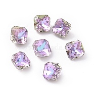 K5 Glass Rhinestone Cabochons, Pointed Back & Back Plated, Faceted, Square, Vitrail Light, 8x8x6mm(RGLA-A025-01A-001VL)