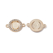 Alloy Cabochon Connector Settings, with Rhinestone, Flat Round Connector Charm, Light Gold, 17.5x24x2mm, Hole: 2mm, Oval Tray: 11x8mm(FIND-A024-22G)