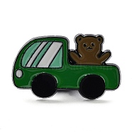 Bear Vehicle Enamel Pin, Alloy Brooch for Backpack Clothes, Dark Green, 19x31.5x2mm(JEWB-P033-03A)