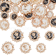 WADORN 24Pcs 6 Style 1-Hole Alloy Rhinestone Shank Buttons, with Enamel and Plastic Imitation Pearl, Light Gold, Flower with Tulip, Mixed Color, 15~25x7.5~9.5mm, Hole: 2~2.3mm, 4pcs/style(BUTT-WR0001-20)