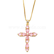 Colorful Zircon Cross Necklace Hip Hop Fashion Diamond Sweater Chain NKB266(ST4741694)