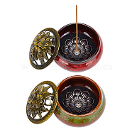 2 Sets 2 Colors Porcelain Incense Holders, Cone Incense Burner for Home Decoration, with 2Pcs Zinc Alloy Incense Burner Holder, Mixed Color(DJEW-GL0001-03)