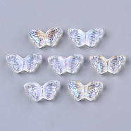 Transparent Glass Beads, AB Color Plated, Butterfly, Clear AB, 8x15x4mm, Hole: 1mm(X-GLAA-R215-05-D01)