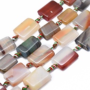 Natural Agate Beads Strands, Dyed & Heated, rectangle, Colorful, 25~26x17~18x4~7mm, Hole: 2~2.5mm, about 12pcs/strand, 15.3 inch~15.7 inch(39~40cm)(G-I245-47A)