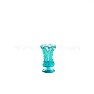 Resin Goblet Miniature Ornaments, Micro Landscape Garden Dollhouse Accessories, Pretending Prop Decorations, with Wavy Edge, Cyan, 8~10x17mm(BOTT-PW0001-141B)