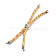 Twisted Nylon Cord Silder Bracelets, Link Bracelet Making for Connector Charm, with Long-Lasting Plated Platinum Brass Cord End & Alloy Tree of Life, Gold, 8-3/4~8-7/8 inch(22.2~22.6cm), Hole: 2mm(DIY-B066-03P-01)