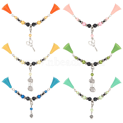 Silicone Knitting Needle Point Protectors Chains, Mixed Color, 14cm, 6pcs/set(HJEW-BC00018)