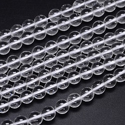 Round Natural Grade AA Quartz Crystal Beads Strands, Clear, 8mm, Hole: 1.2mm, about 49pcs/strand, 15.5 inch(X-G-H1648-8mm-01N-AA)