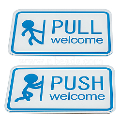 Acrylic Sign Stickers, Public Door Push & PUll Sign, for Wall Door Accessories Sign, PULL & PUSH, Dodger Blue, 75x120x2mm, 2pc/set(DIY-GF0002-50)