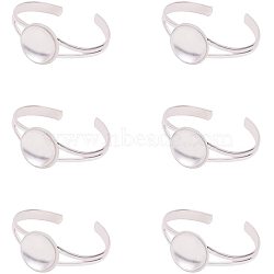 DIY Making, Brass Cuff Bangle Makings and Clear Glass Cabochons, Silver, 24.5~25x6~7mm, 5pcs/set, 24.5~25x6~7mm, 5pcs/set(DIY-PH0024-04)