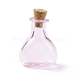 Miniature Glass Bottles, with Cork Stoppers, Empty Wishing Bottles, for Dollhouse Accessories, Jewelry Making, Pearl Pink, 11x21x30mm(GLAA-H019-02G)