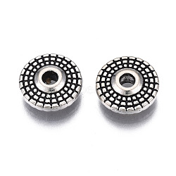 Tibetan Style Alloy Beads, Cadmium Free & Lead Free, Flat Round, Antique Silver, 10x3mm, Hole: 2mm, about 1190pcs/1000g(TIBEB-N005-080)