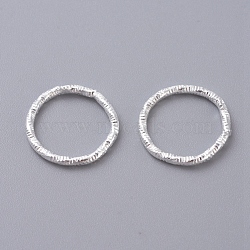 Iron Textured Jump Rings, Open Jump Rings, for Jewelry Making, Silver Color Plated, 18 Gauge, 12x1mm, Inner Diameter: 10mm(X-IFIN-D086-03-S)