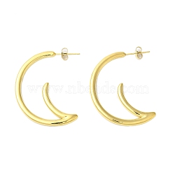 Ion Plating(IP) 304 Stainless Steel Stud Earrings, Real 18K Gold Plated, Moon, 41x27x2.5mm(EJEW-H009-01G-04)