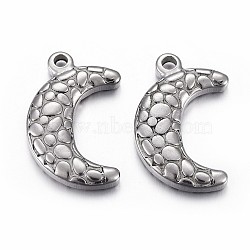 304 Stainless Steel Pendants, Moon, Antique Silver, 23x14.5x4mm, Hole: 1.8mm(STAS-P218-07)