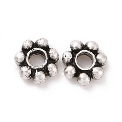 925 Sterling Silver Bead Caps, Multi-petal, Antique Silver, 4.5~5x1.5mm, Hole: 1.2mm, about 60Pcs/10g(STER-D036-20AS-03)