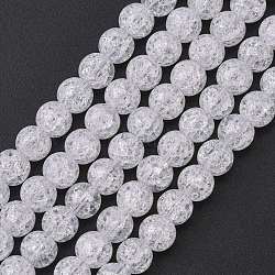 Synthetic Crackle Quartz Beads Strands, Round, Dyed, Snow, 6mm, Hole: 1mm, about 66pcs/strand, 15.7 inch(GLAA-S134-6mm-05)