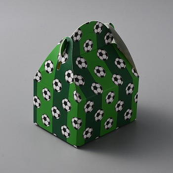 Football Pattern Kraft Paper Candy Boxes, Green, Finish Product: 8x6x11cm