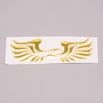 Waterproof Plastic Wall Stickers, with Adhesive Tape, for Cars Motorbikes Luggages Skateboard Decor, Angel Wings, Gold, 15x4.9x0.08cm