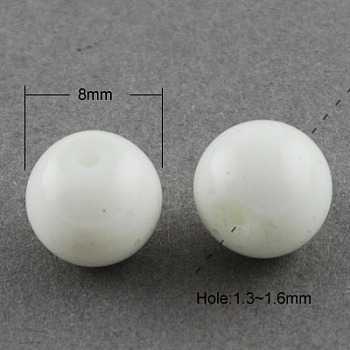Painted Glass Bead Strands, Baking Paint, Round, WhiteSmoke, 8mm, Hole: 1.3~1.6mm, about 100pcs/strand, 31.4 inch